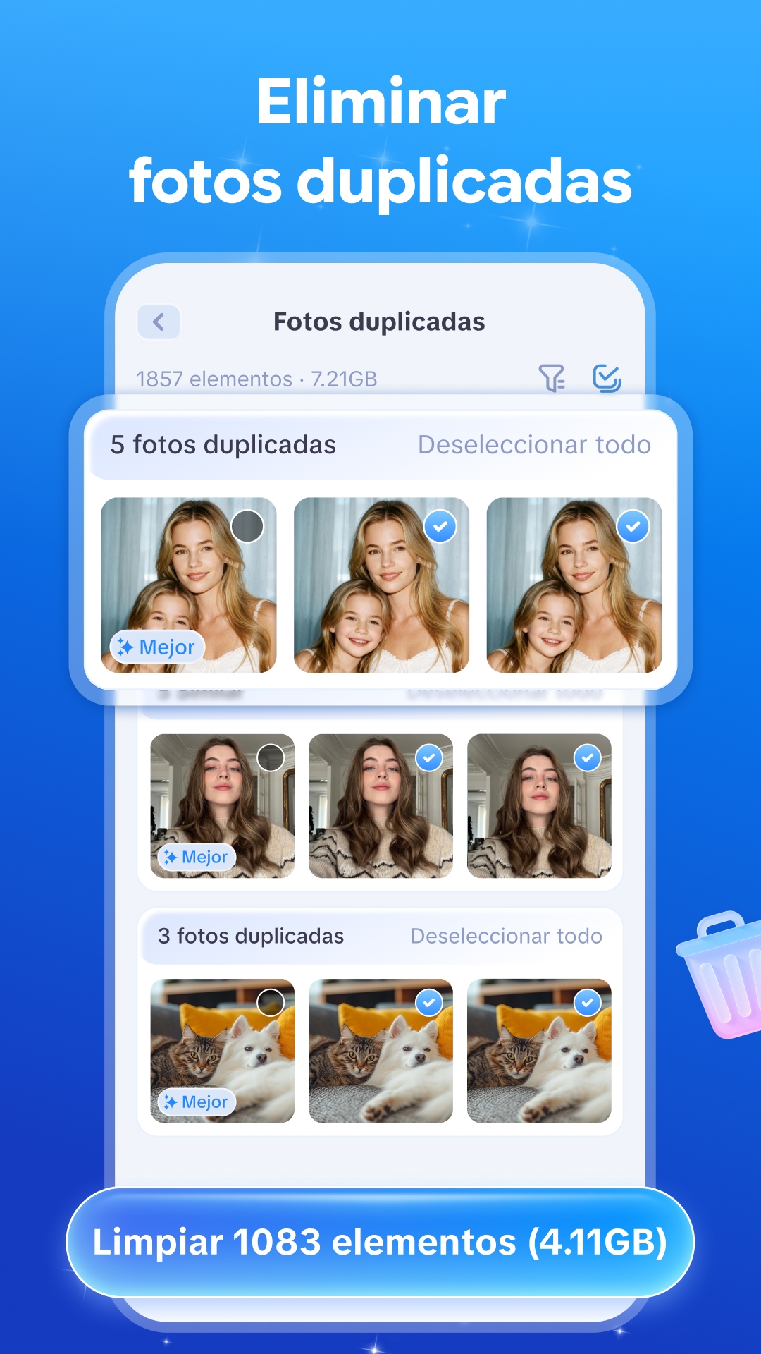 iClean duplicate photo cleanup interface